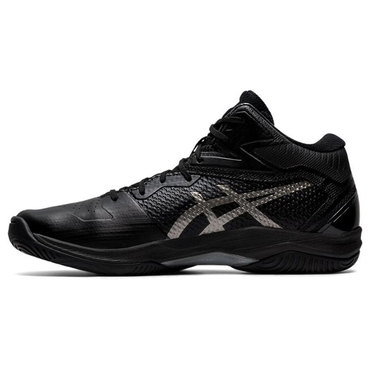 Asics Gel-Hoop V12 Round Toe Lace-Up Fabric Synthetic Leather Mid-Top Basketball Shoes Unisex Sneakers Black 1063A021-001
