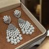 Silver Needle Diamond Drop Tassel Pearl Earrings Light Luxury Premium Versatile Earrings Court Style Retro Niche Earrings