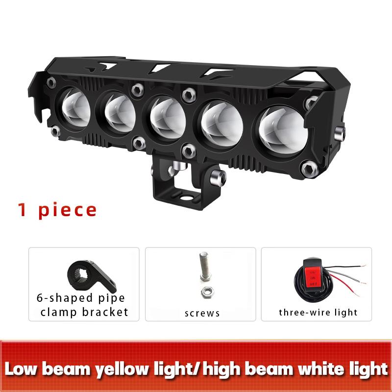 

5 линз светодиодный прожектор для мотоцикла двухцветный дальний/ближний свет противотуманные фары с вентилятором для автомобилей грузовиков внедорожников UTV 12 В 24 В мини линзовые фары дальнего света 1PCS-6ZGj белый/жёлтый