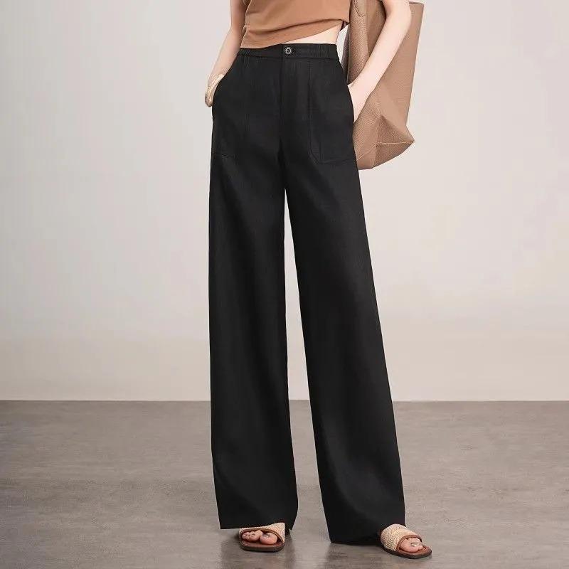 Women High Waist Linen Wide Leg Pants