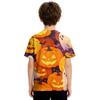 Kids Halloween Print Short Sleeve T Shirt Round Neck Casual Top Boys Girls Comfortable Fit Lightweight Fabric Soft Material