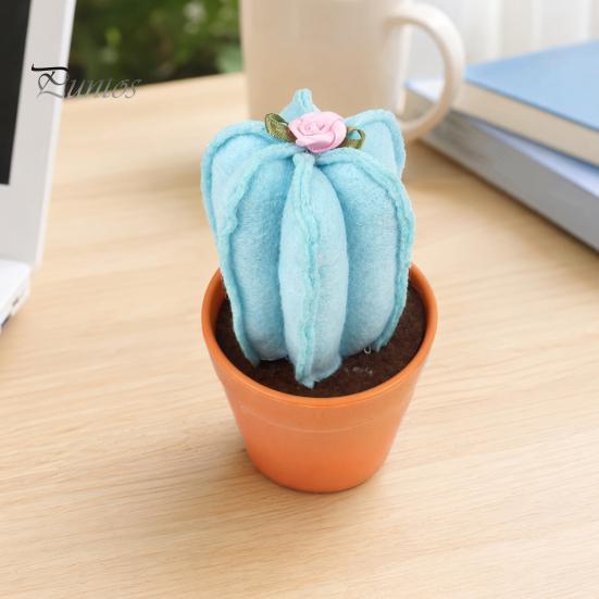 Decorative Artificial Plant for Office Handmade Cactus Ornaments, Soft Fabric Potted Desk Small Succulents Decor Decor, No Watering Mini Desktop