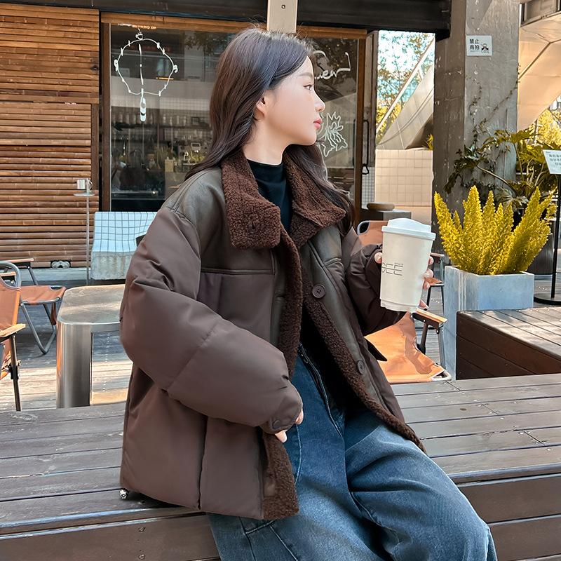 Winter Velvet Jacket, New Korean Version Loose Short Splicing Jacket