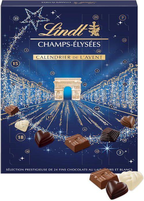 Calendrier de l'Avent Lindt Champs-Élysées - Assortiment de chocolats au lait, noirs et blancs - 250 g - Plaisir des fêtes