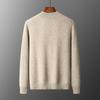 Men's Autumn Winter Warm Sweater Mock Collar Thickened Zippered Cardigan Cashmere Knitted Long Sleeve Tops