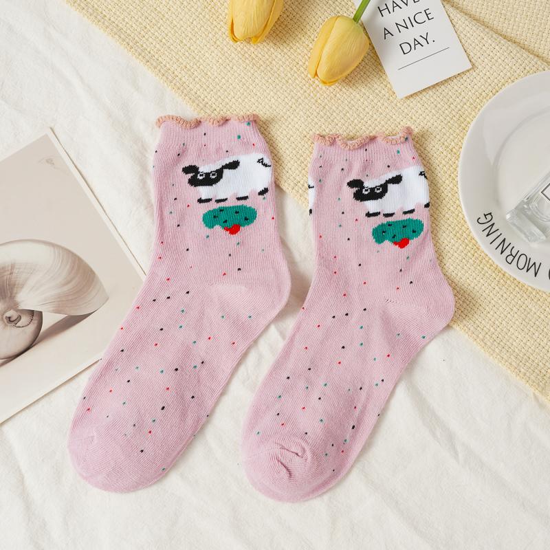 Women's Pile Socks Cute Socks for Women Spring and Autumn Mid-tube Socks Pure Cotton  Ruffled Long Socks