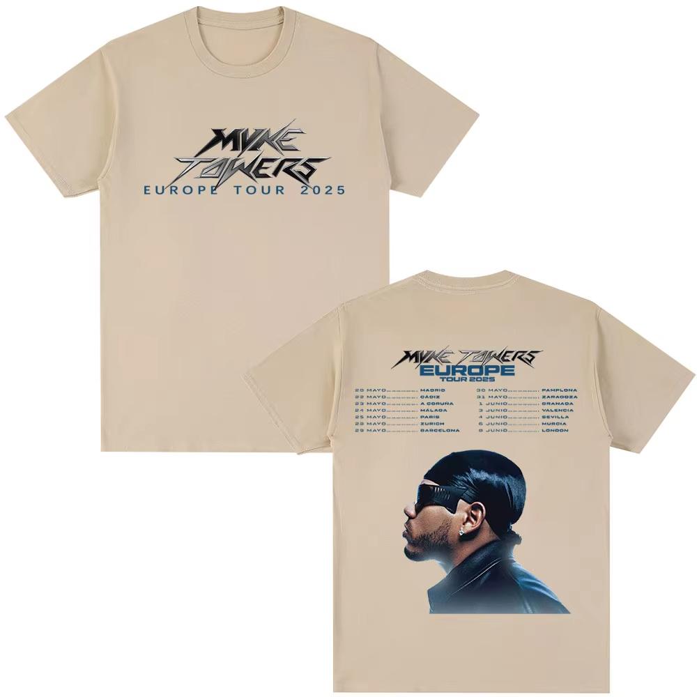 2025 Rapper Myke Towers Europe Tour Tshirts Men Women Fashion Hip Hop Short Sleeve Tshirt Cotton Oversized T Shirts Streetwear