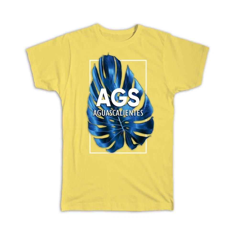 Gift T-Shirt : AGS Aguascalientes Mexico Blue Leaf Mexican Expat Country 3XL