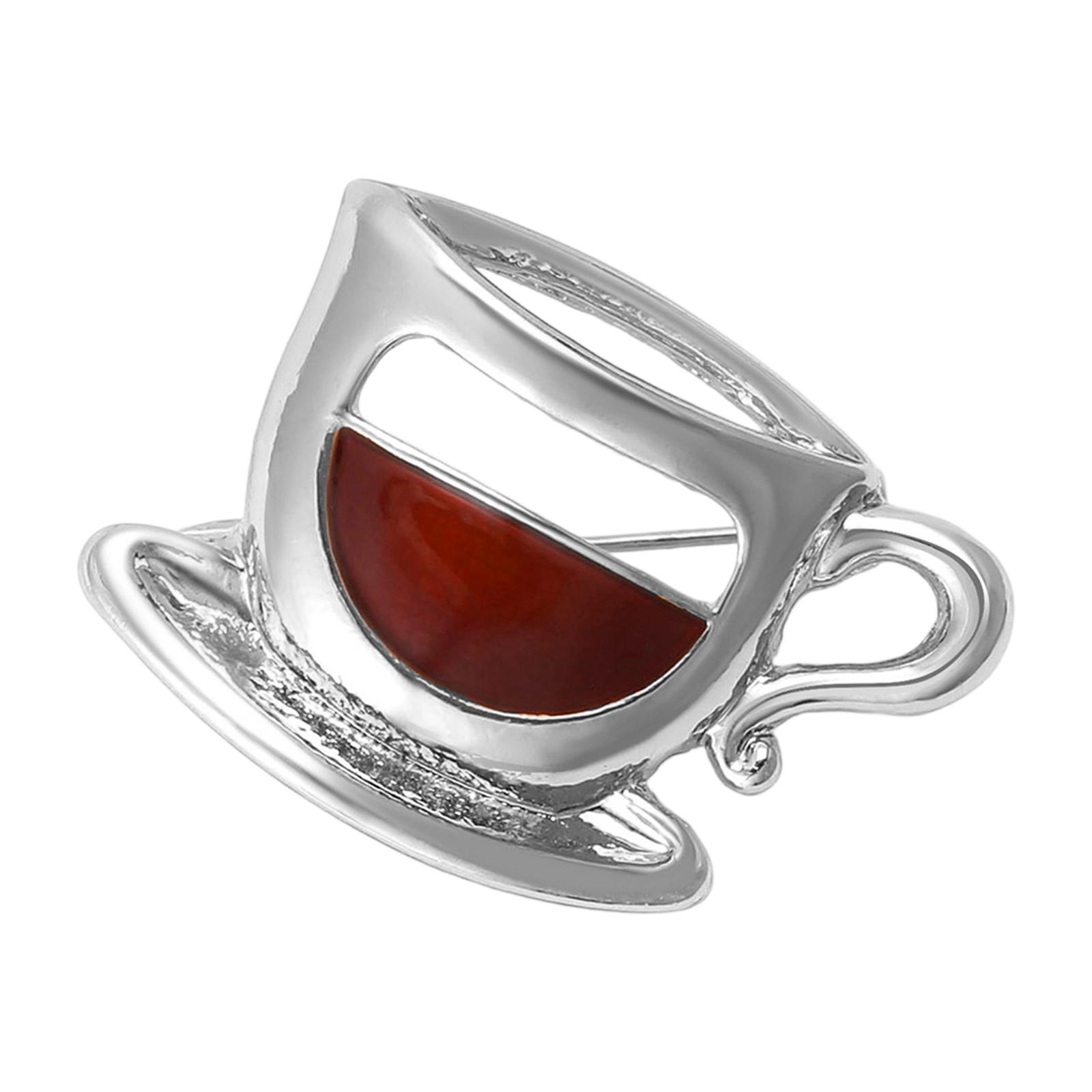 

Stylish Alloy Construction Coffee Mug Brooch Fashion Statement Lapel Pin Jewelry Statement Clothing Accessories