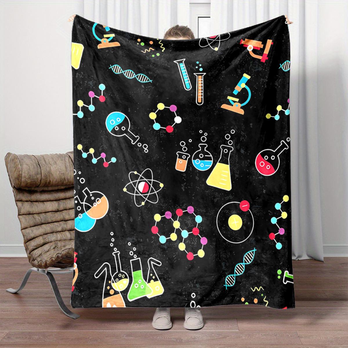 

Elegant Creative Science Blanket Educational Lab Design for Kids Soft Flannel Throw Cozy Gift Idea Multiple sizes 75x100cm