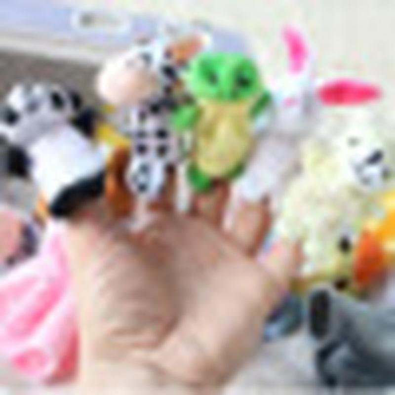 10pcs/set Cute Animal Finger Puppet Plush Toys Cartoon Biological Child Baby Favor Doll Kids Gifts Family Educational Finger Toy