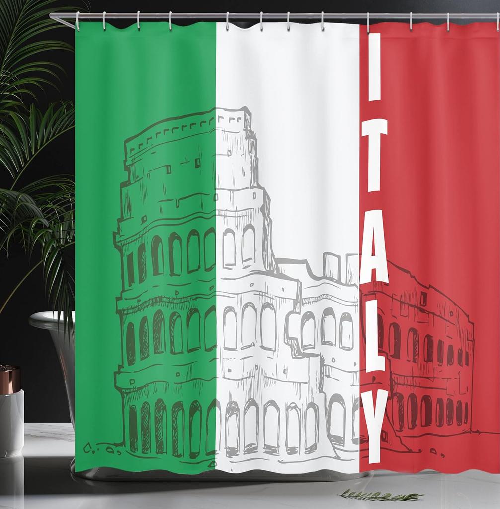 Závěs do sprchy s vlajkou Itálie Design Kolosea Italské téma Dekor Národní hrdost Koupelna Len 180X230