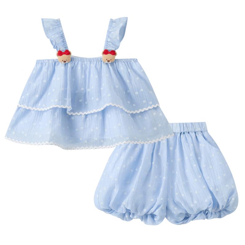 PawinPaw Cartoon Bear Baby Girl Strap Harem Pants Set 120 синий