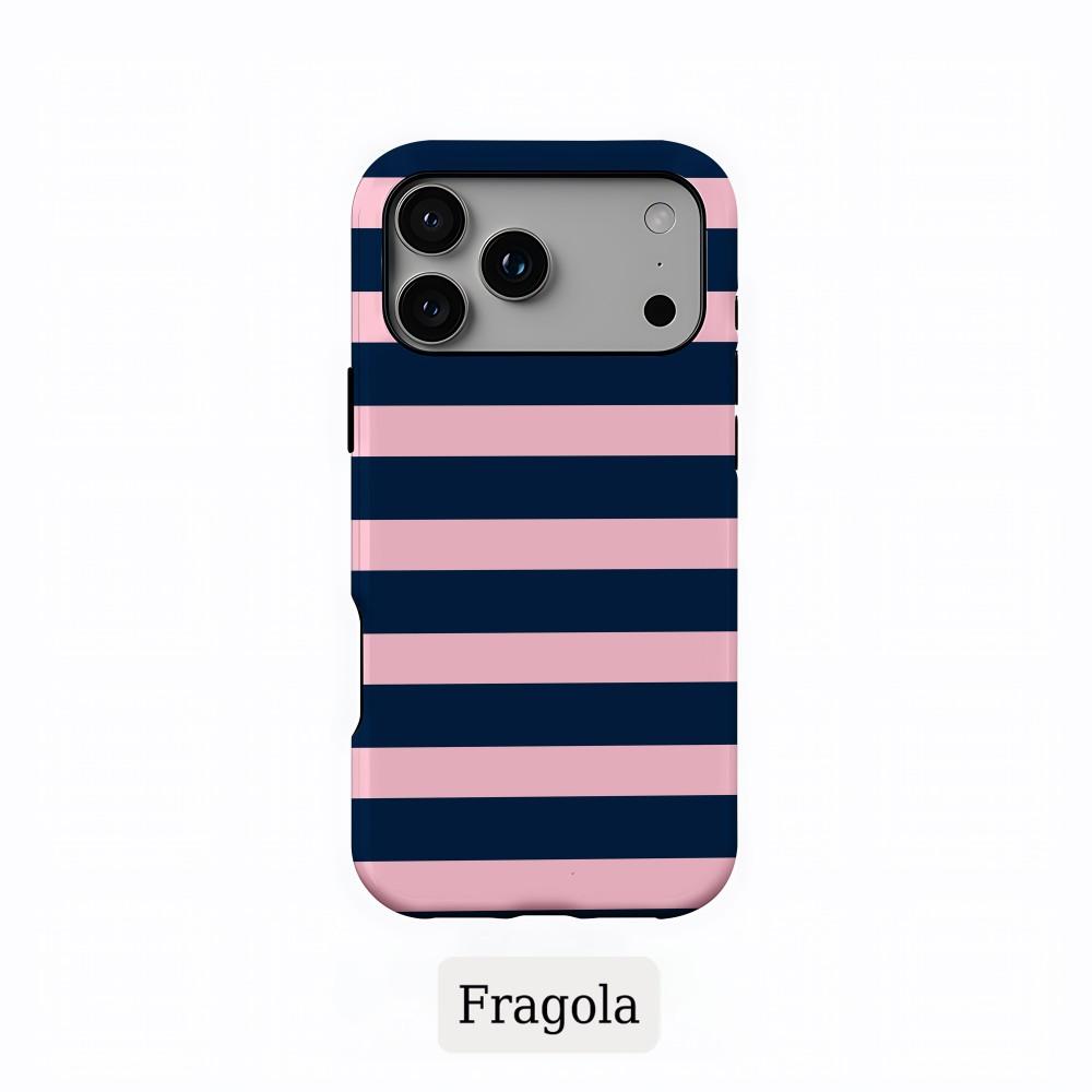 Gestreifte Handyhülle für iPhone 17 16 15 14 13 12 11 Air Pro Max Plus Luxus Clmj Fragola Bunte Streifen Doppellagige Rückabdeckung