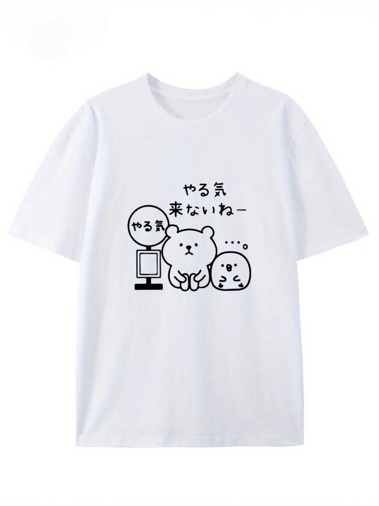 Womens Japanese Anime Print TShirt Comfortable Crew Neck Casual Short Sleeve Top Fun Design for Home  Everyday Wear