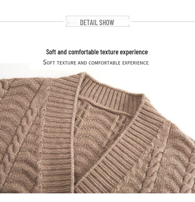 Women's Thick Knit Mid-Length Cardigan - 2025 Autumn/Winter Fashionable Loose Sweater Coat