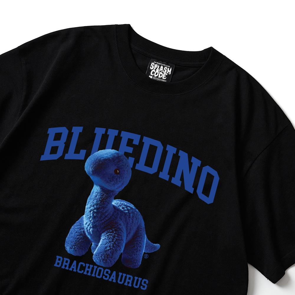 Seupeullaesikodeu Short Sleeve T-Shirt Black - Blue Dino