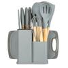 19-Piece Silicone Kitchen Utensil Set: Knives, Tools, Spatula, Ladle, Scraper, Cutting Board with Storage