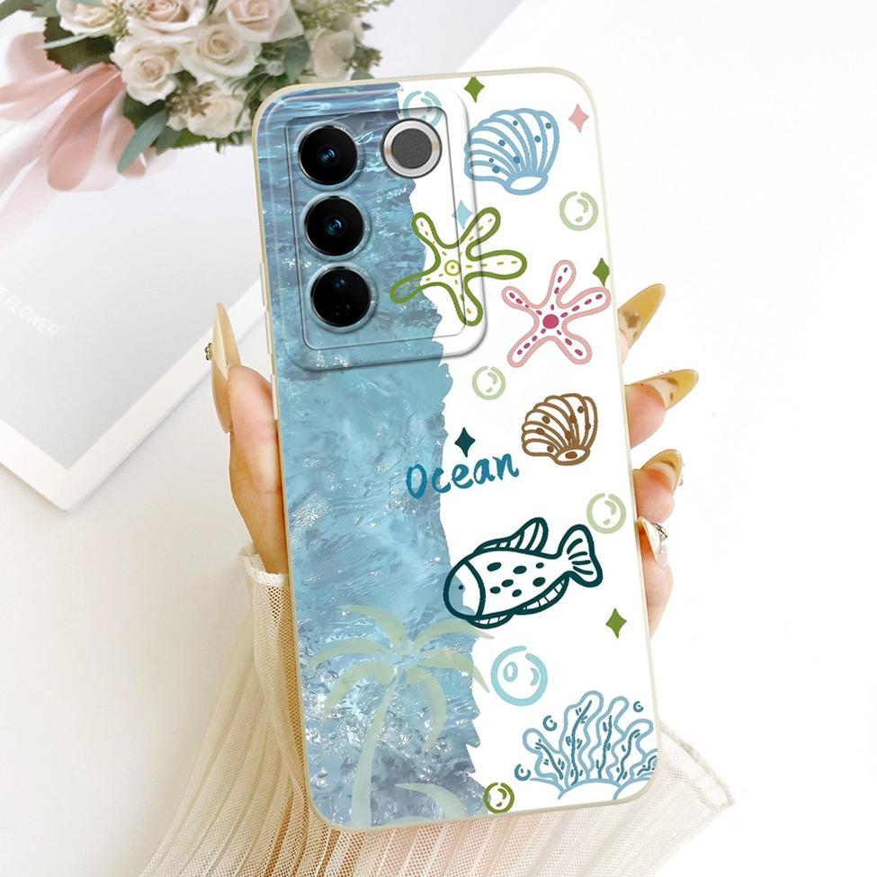 For Vivo V27 V2231 V2246 Case For Vivo V27 Pro V2230 Cover Luxury Fashion Cool Kawaii Cute Painted Silicone Casing