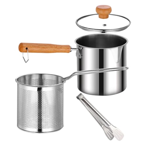 

Deep frying pan with oil drainer, deep type with tongs, unpainted, suitable for deep frying, induction and direct flame cooking. Stainless steel deep