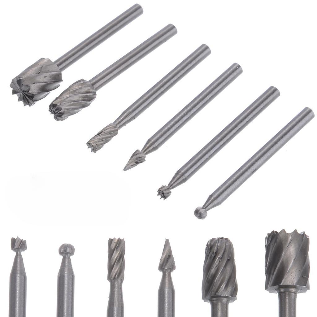 6/12Pcs HSS Routing Router Drill Bits Set Rotary Burr Tool CNC Engraving Abrasive Tools Wood Metal Milling Cutter
