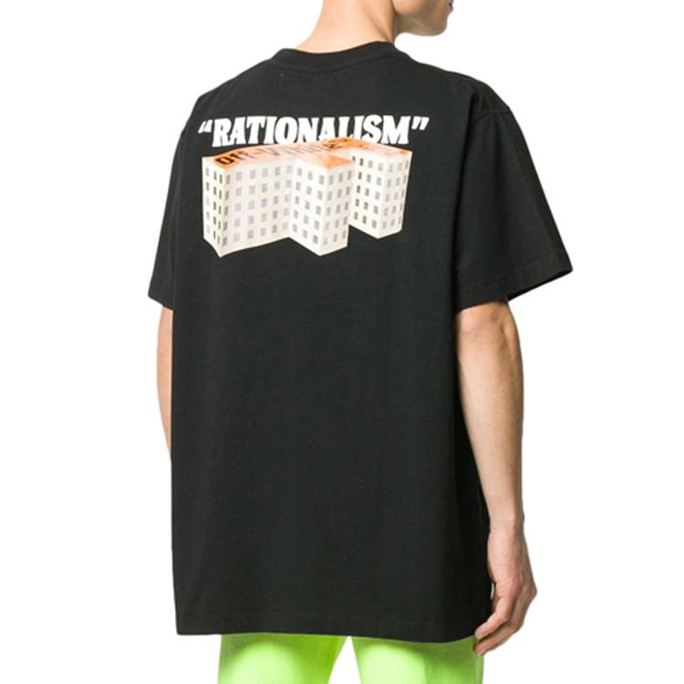 Off-White Rationalism Logo Print Short Sleeve T-Shirt Men Tops Black OMAA038R201850071088
