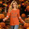 Women's Casual Three-Quarter Sleeve Halloween Print Neck Top