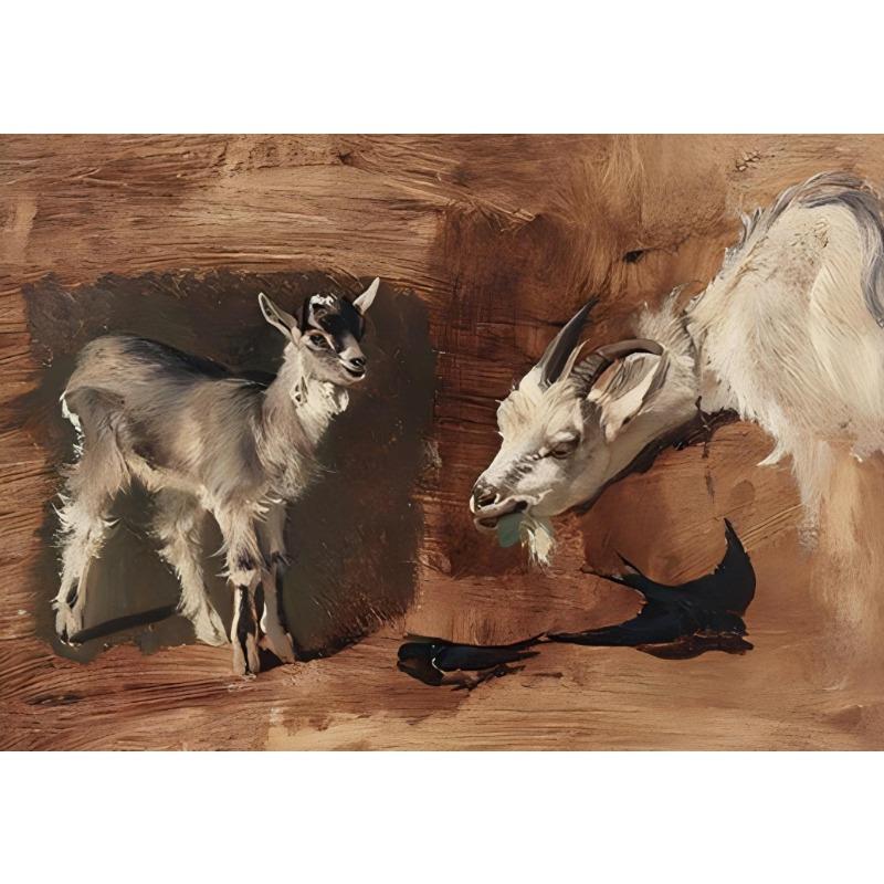 

Retro Abstract Oil Painting Farmhouse Pastoral Life Landscape Animals Poster Canvas Painting Wall Art Pictures Home Decor 21cm×30cm NoFrame