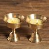 Dual-Use Brass Ghee Lamp Holder for Solid & Liquid Candles - High-Foot Thickened Decorative Candlestick