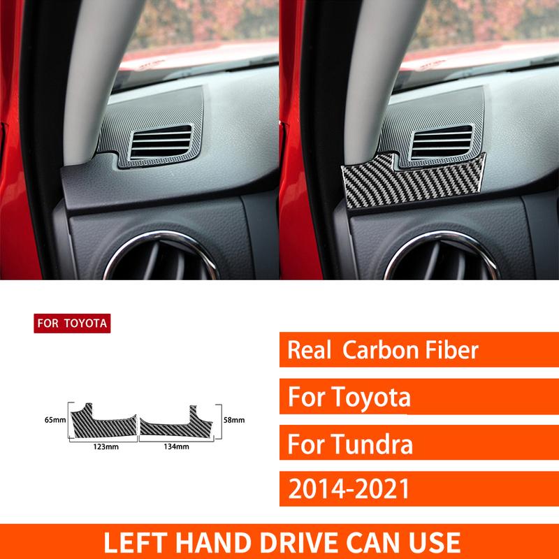 For Toyota Tundra 2014- Real Carbon Fiber Stickers Dashboard Air Vent Panel Cover Car Accessories Interior Decorative