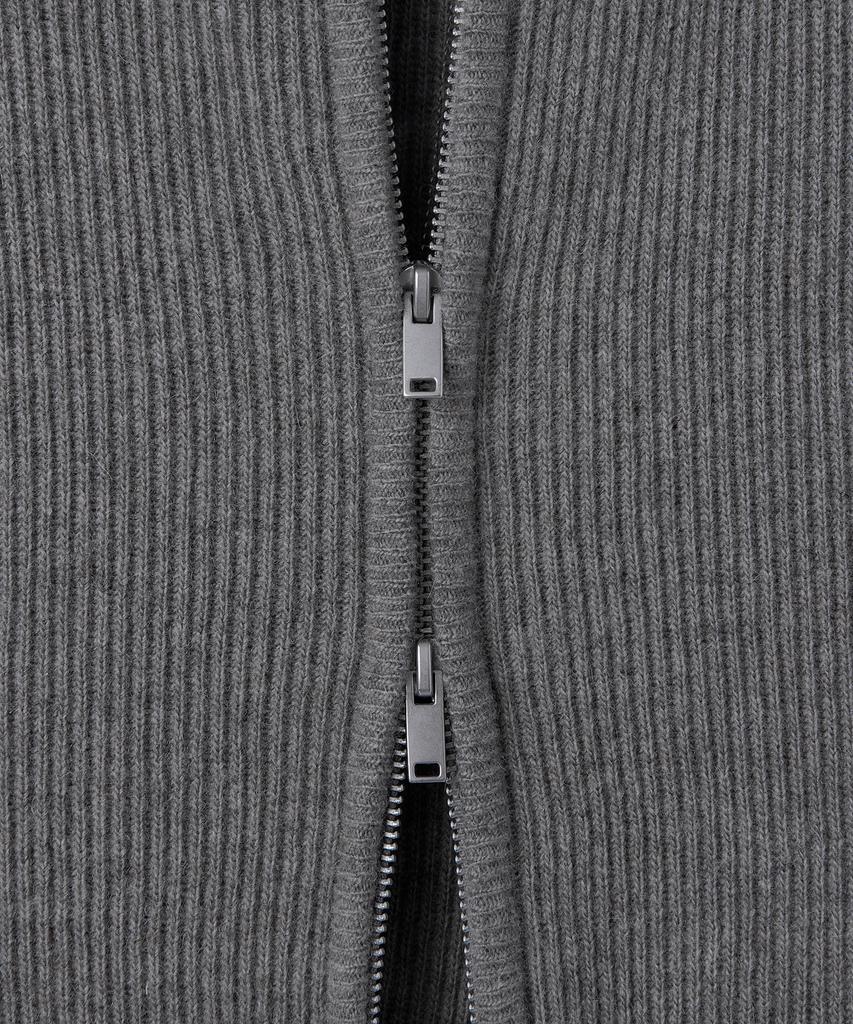MUSINSA STANDARD WOMAN [Victoria Wool] Women'S Minimal Ribbed Hooded Knit Zip-Up [Heather Grey]