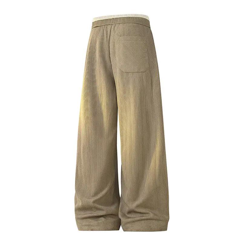 Spring Men Fashion Casual Long Pants Loose Straight Trousers Men Breathable Thin All Match Daily Pants Solid Color Streetwear Bottoms