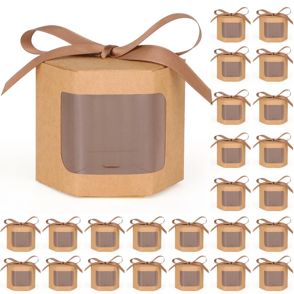 10 Stück Kuchenboxen Verpackungspapierbeutel Sechseckige Süßigkeitenboxen Mit Klarem PVC-Fenster Geburtstag Geschenkbox Geschenke Süßigkeiten Verpackung