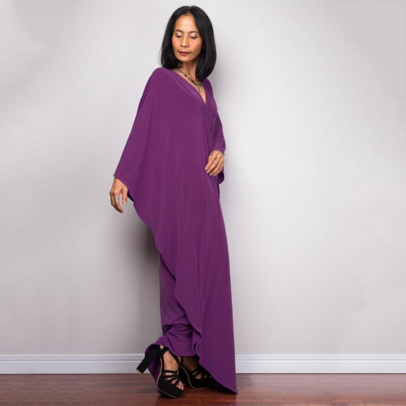 Damenmode Frühling Herbst Einfarbig Druck Langarm V-Ausschnitt Lockere Taille Freizeitkleider