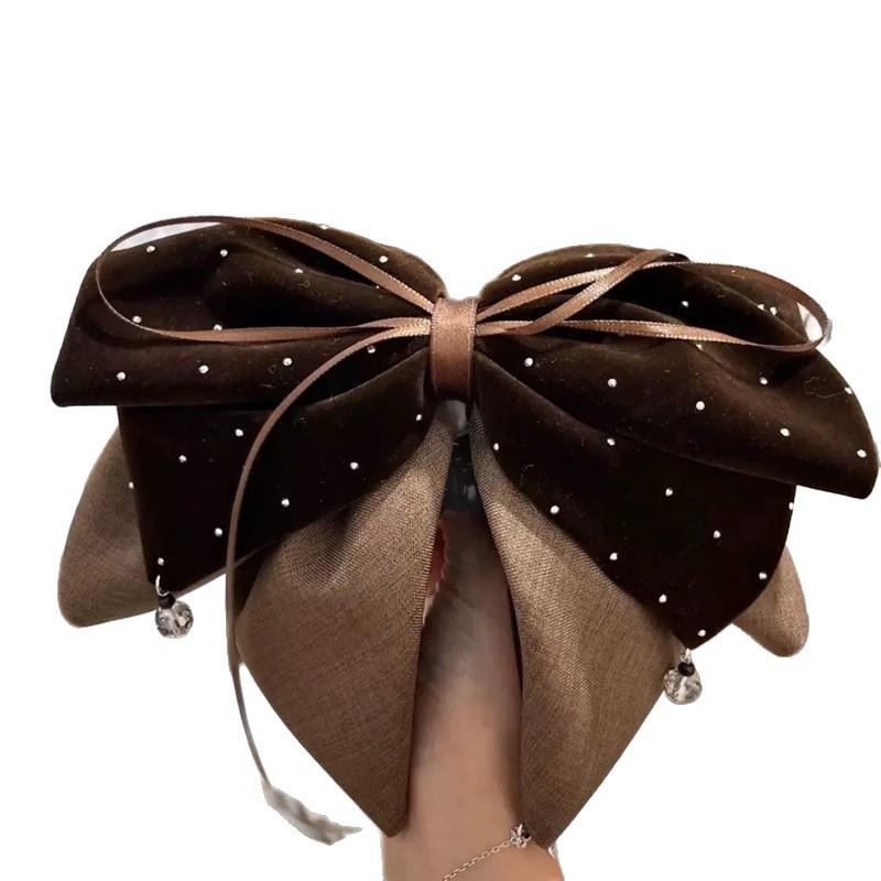 Korean Luxury Velvet Rhinestone Bow Hair Clip