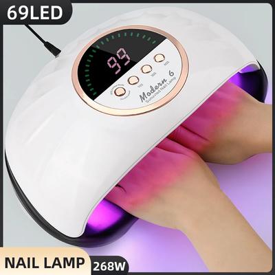 268W UV LED Lamp For Nail Dryer Manicure Nail Drying Lamp 69LEDS UV Gel Varnish With LCD Display UV Lamp For Manicure Salon