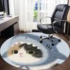 1PC Cat Kitten Office Round Area Rug,  Mat Suitable ForOffice, Under Office Chairs Bedroom Living Room Home Decor, Room Deco