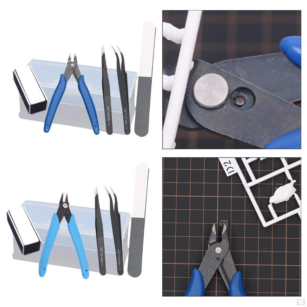 5 Pieces Model Tools Kit Hardware Basic Set for Building Deep Blue Pliers