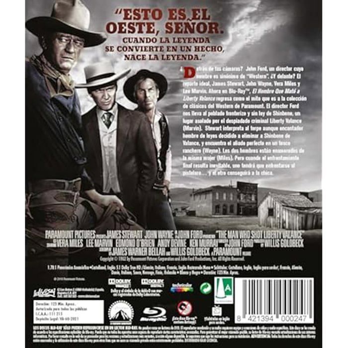 Blu-ray - hombre que mat a liberty balance - édition standard - qualité d'image exceptionnelle - tous publics