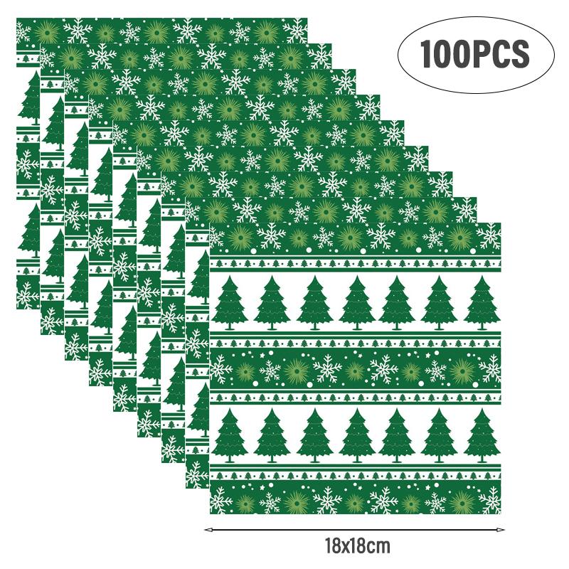 100Pcs Christmas Theme Paper Liners Sandwich Wrapping Paper 8Style Wax Paper Sheets For BBQ Picnic Festival Party Fast Food Tool