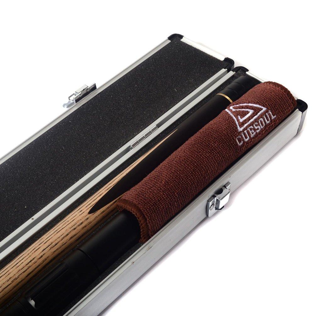 CUESOUL 57" Handcrafted 3/4 Jointed Snooker Cue with Extension and Aluminum Cue Case (D309)