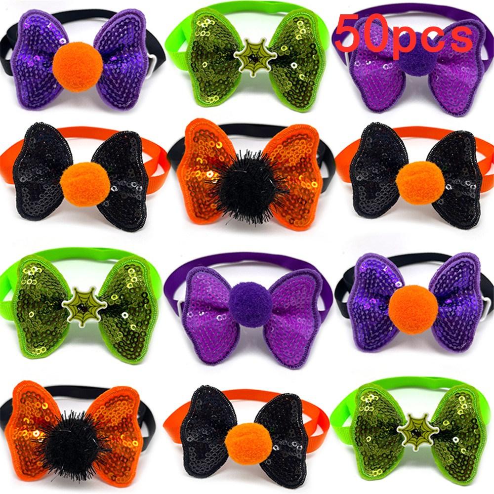 50/100pcs Halloween Pet Dog Accessories Small Dog Cat Bow Tie Neckties Dog Supplies Pet Dog Collar Holiday Bow Tie Pet Supplies