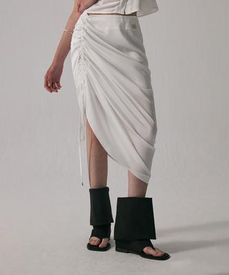 Teulimingbeodeu Shirring Strap Long Skirt [ White ]