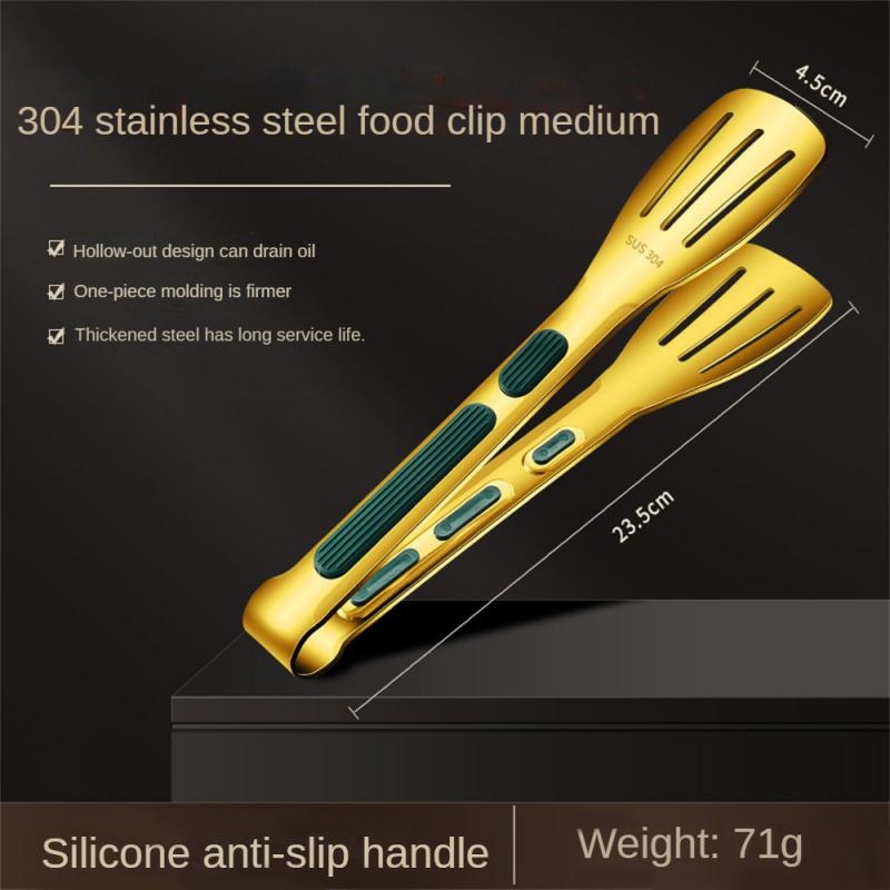 7/9/12inch 304 Stainless Steel Food Clip BBQ Grill Steak Food Clip Silicone Non-slip Handle Bread Tong Party Kitchen Accessories