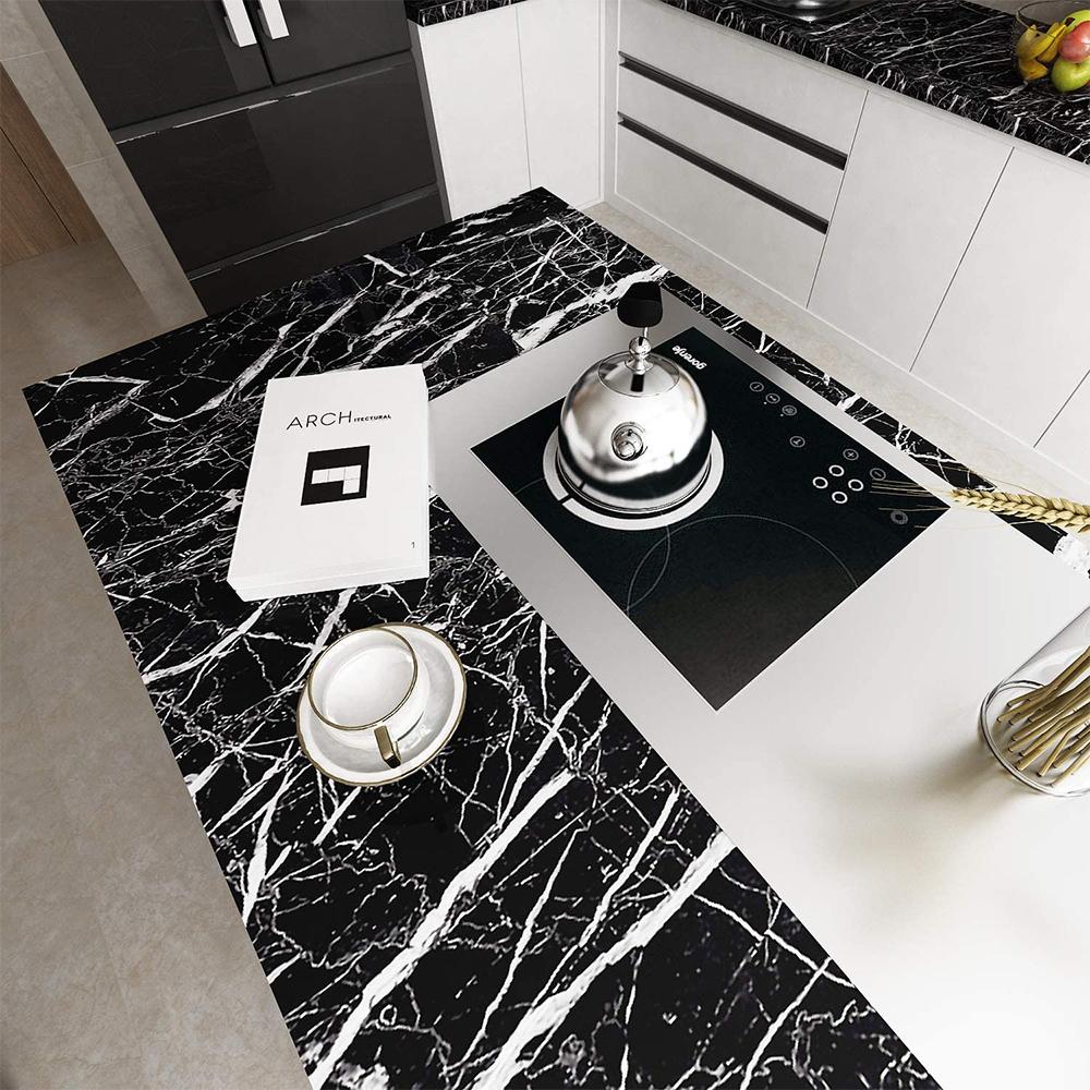 Black Marble Self Adhesive Waterproof Wallpaper for Kitchen Cabinets Countertops Door Wall Sticker PVC Contact Paper