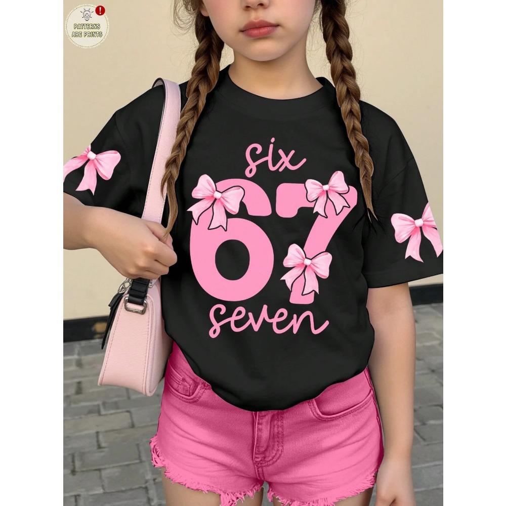 Kids' 3D Print T-Shirt for Spring Summer | 2026 New Kpop Fan Merch New K-style Girl Group Six Seven Design, Comfy Daily Top