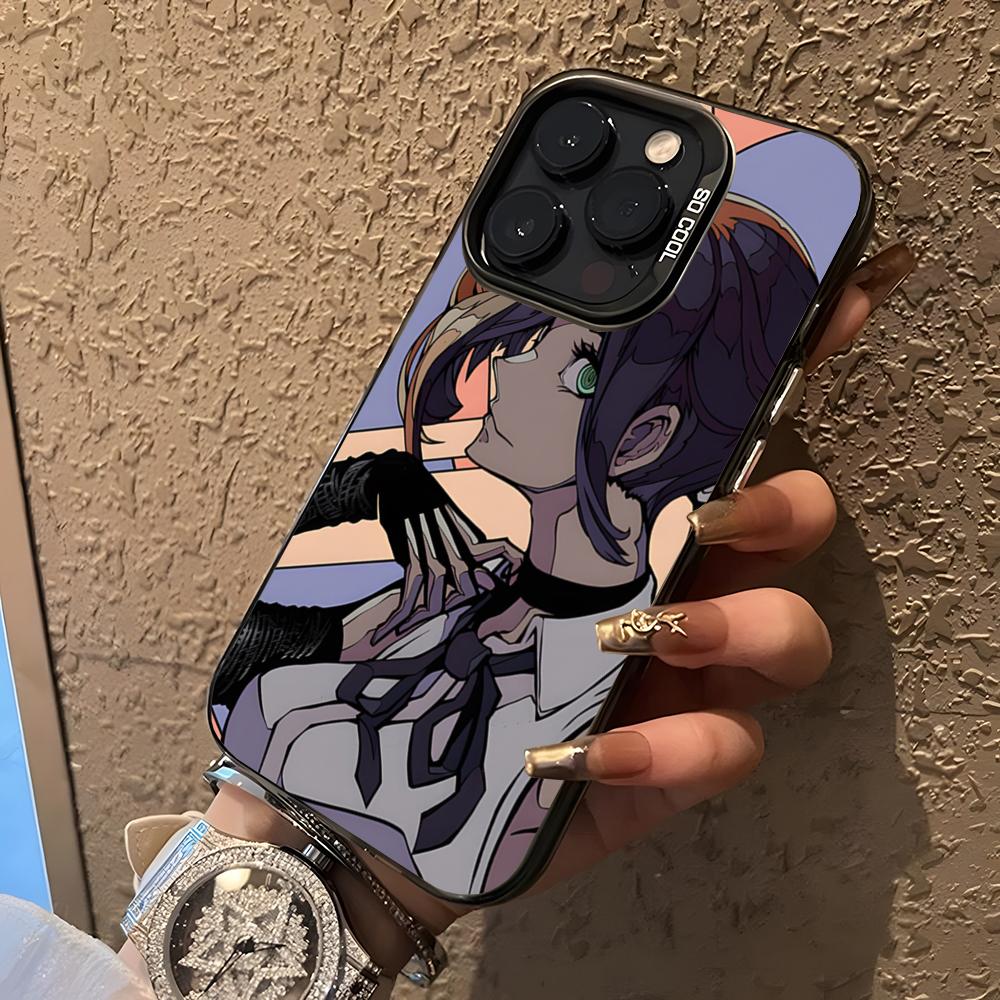 Reze Beauty Japan Anime Phone Case For 17 Air IPhone 16 Pro Max 15 14 Plus 12 13 X XS Max 11 Colorful Silver Cover