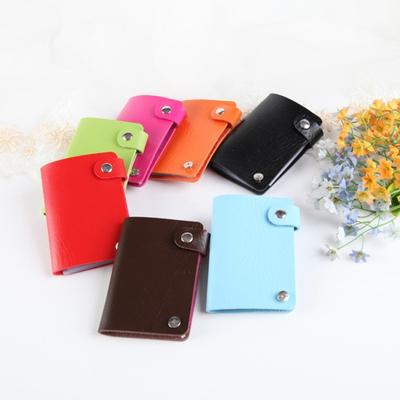 Card Holder Smooth Faux Leather Rotary Pockets Large Capacity Button Closure ID Cards Credit Cards Ticket Organizer