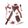 Atmospheric Haunted House Accents Halloween Horror Stickers, with Spooky Handprints Footprints Printed, Creepy Text Decals Self-adhesive Decals,