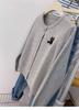 Women's Black Cat Embroidered Grey Merino Wool Cardigan Sweater